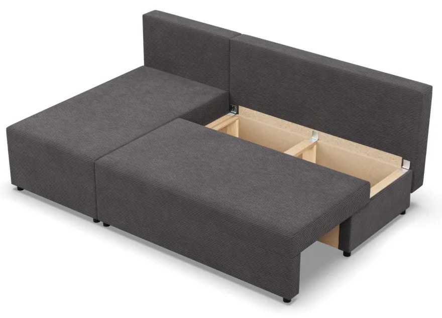 Nobu sarokkanapé, kordbársony, univerzális oldal, szürke