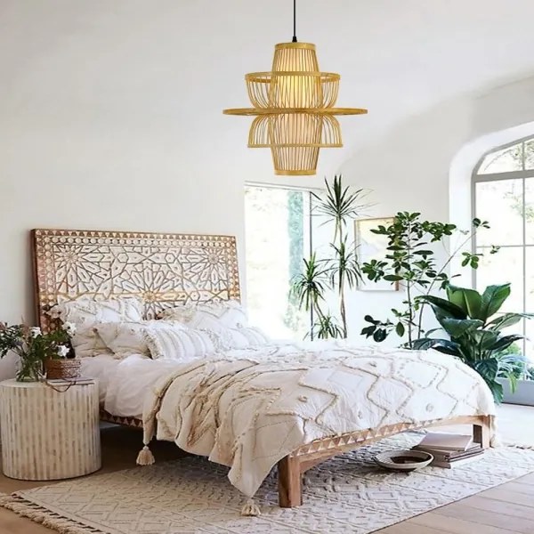 Immax 08254L - Csillár zsinóron PINCHOS 1xE27/40W/230V átm. 45 cm bambusz