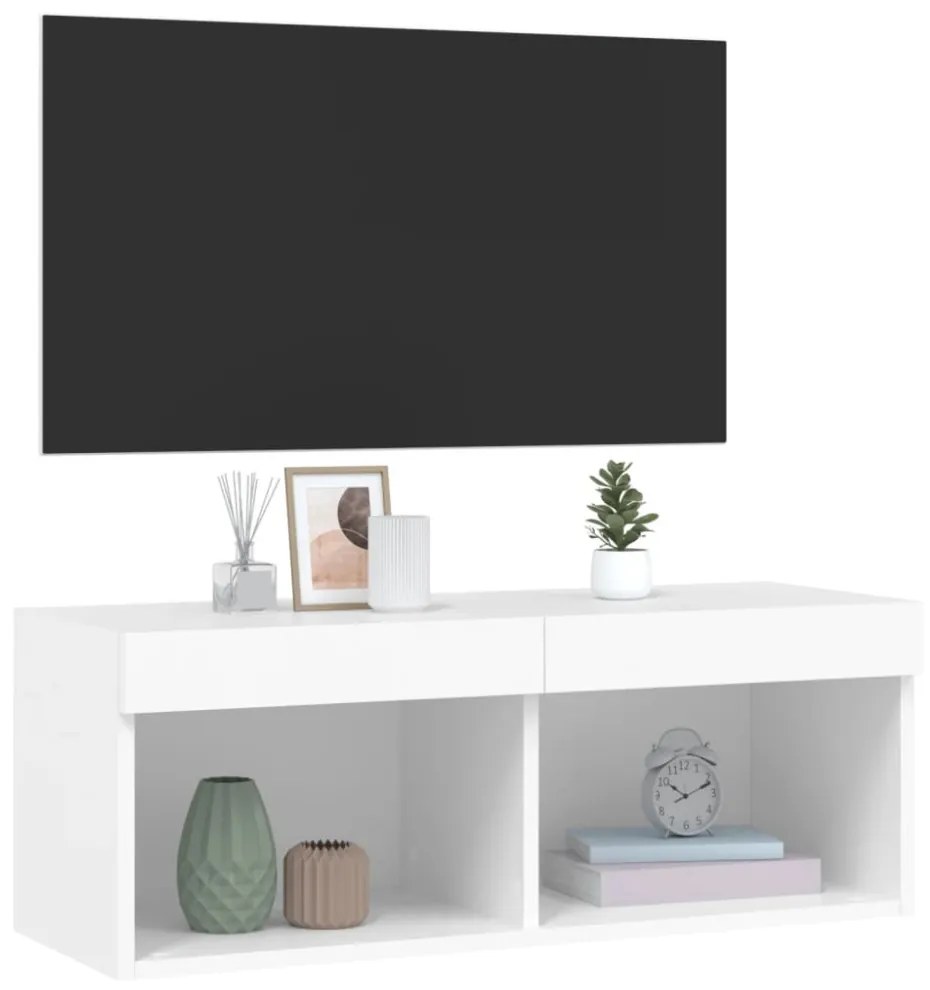 fehér TV-szekrény LED-világítással 80 x 30 x 30 cm