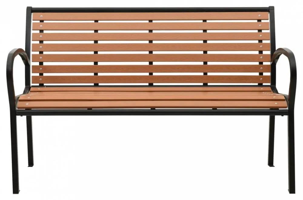 Fekete és barna acél és wpc kerti pad 116 cm