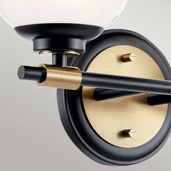 Kichler KL-BENNO2-BK-CPZ-LED BENNO fürdőszobai lámpatest, 2x LED/3W/230V, fekete/arany, IP44