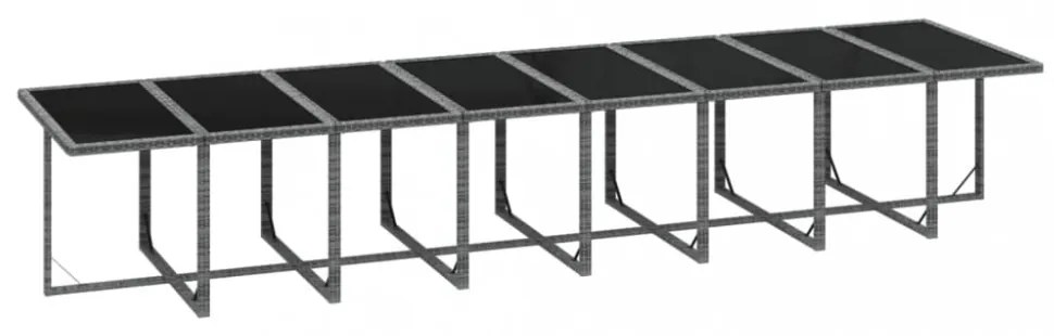 21 részes szürke polyrattan kerti étkezőgarnitúra párnákkal