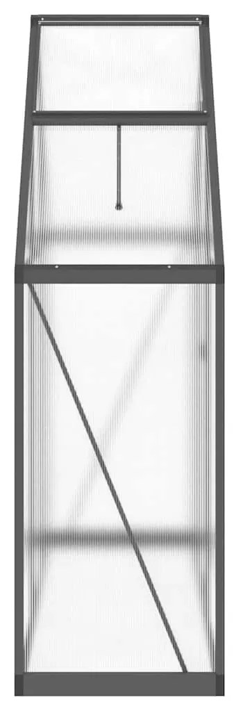 antracitszürke alumínium melegház alapvázzal 169 x 58 x 195 cm