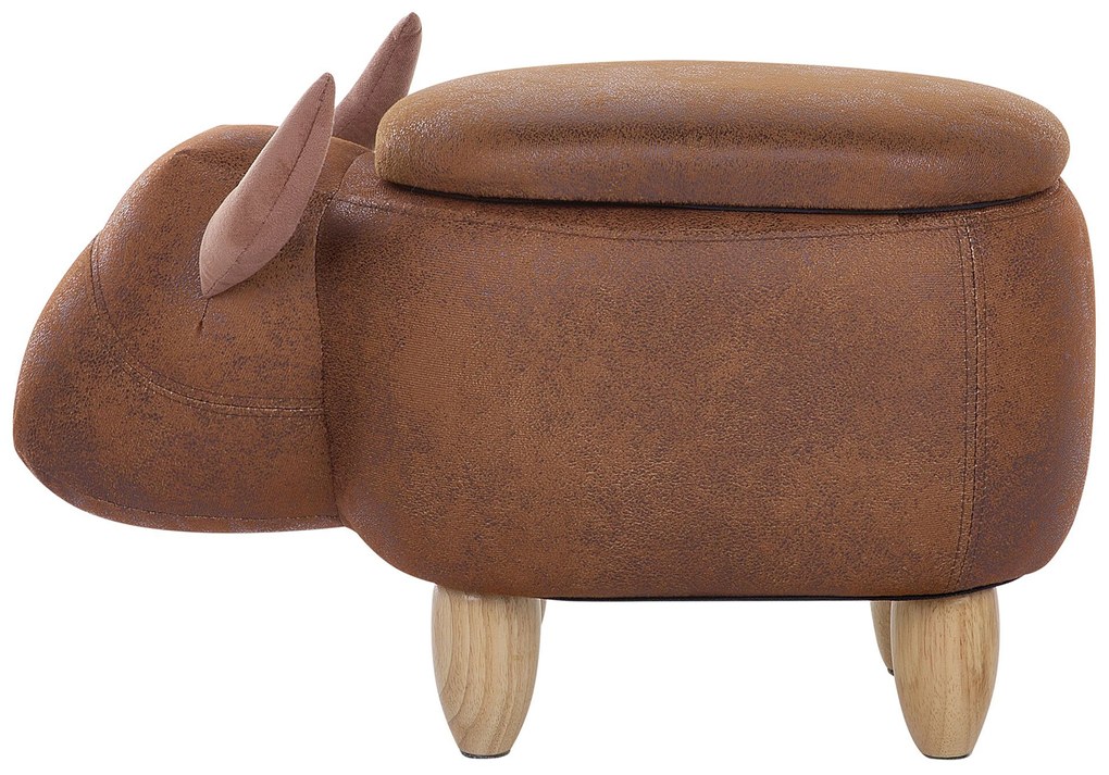 Barna műbőr állatos puff 60 x 35 cm COW Beliani