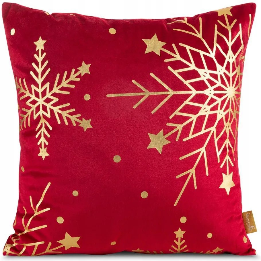 Karácsonyi díszpárnahuzat boglárka 45x45 arany hópelyhek