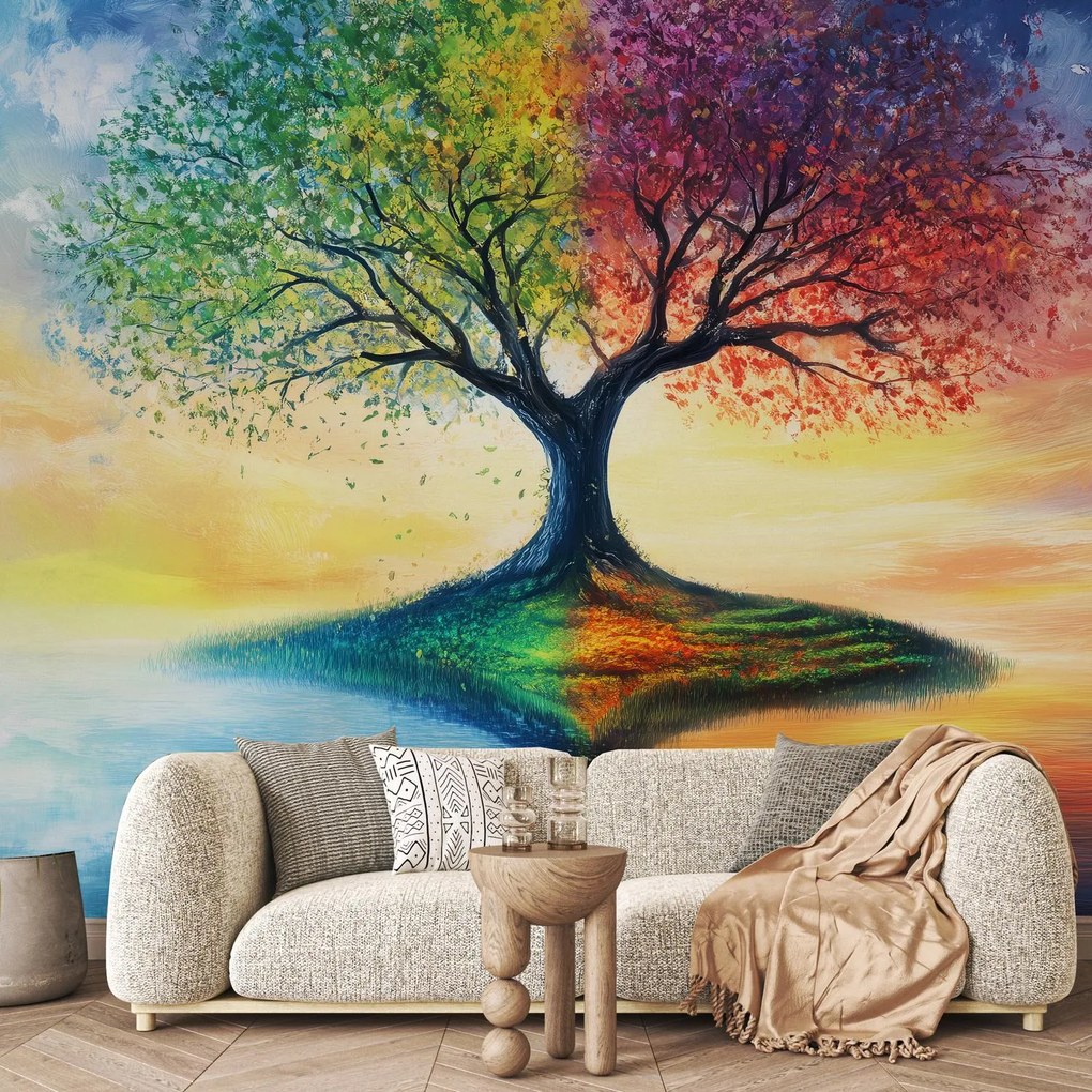 Fotótapéta - Évszakos festett fa (147x102 cm)