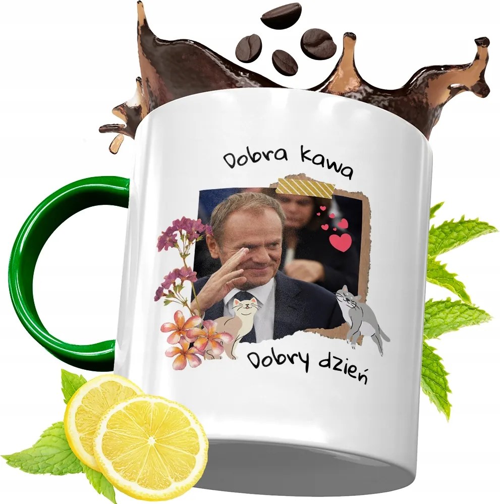 Donald Tusk Zöld Bögre Ajándék Nyomtatott Fotóval