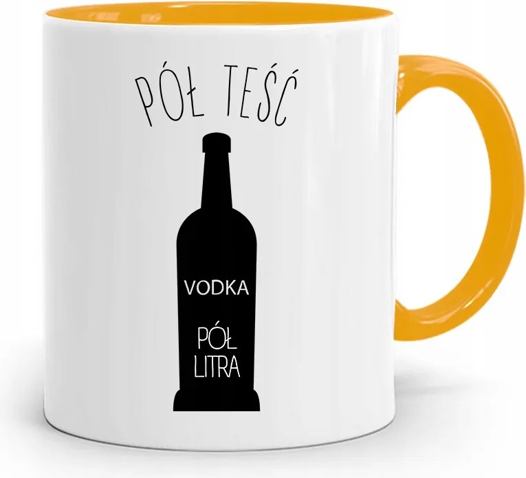 Sárga Bögre Apósnak Fél Após Fél Liter Ajándék fényképes nyomtatással