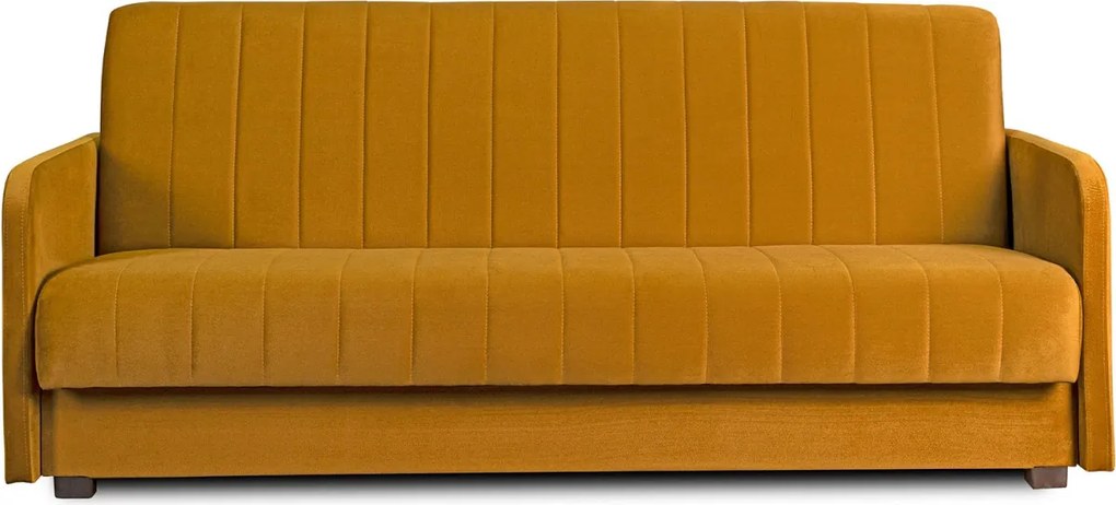 Dönthető kanapé mustársárga színben, bársony kárpittal, PORTO