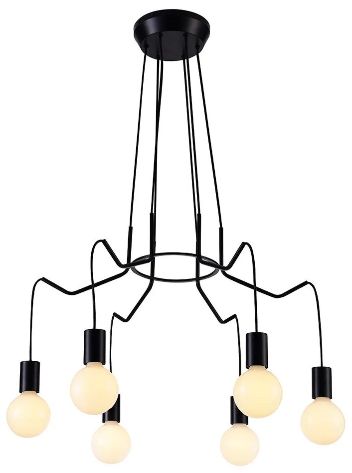 Csillár zsinóron BASSO 6xE27/40W/230V fekete