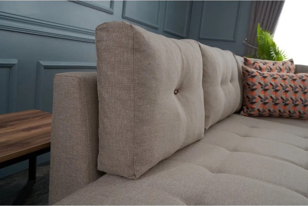 Bézs kinyitható sarokkanapé (jobb oldali) Manama – Balcab Home