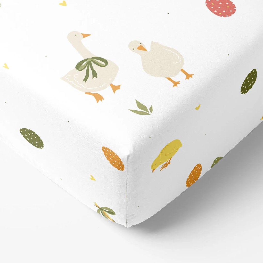 Goldea húsvéti pamut gumis lepedő - húsvéti 140 x 200 cm