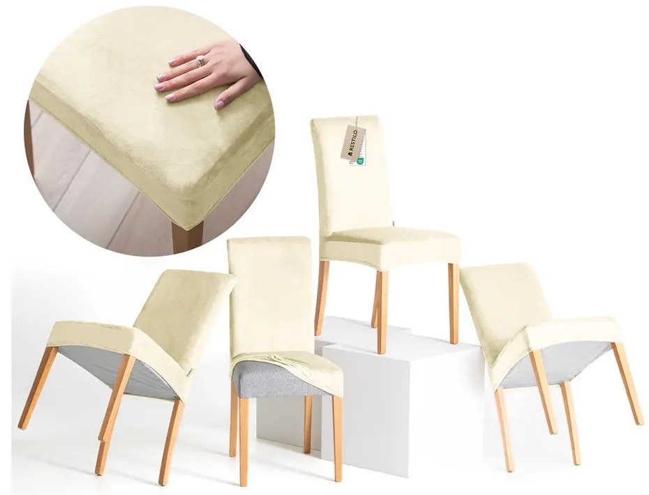 Krémszínű gumis szék huzat szett 4 db-os 48 cm Sento – Restilo