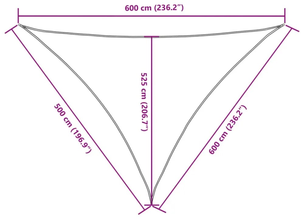 bézs háromszög alakú oxford szövet napvitorla 5 x 6 x 6 m