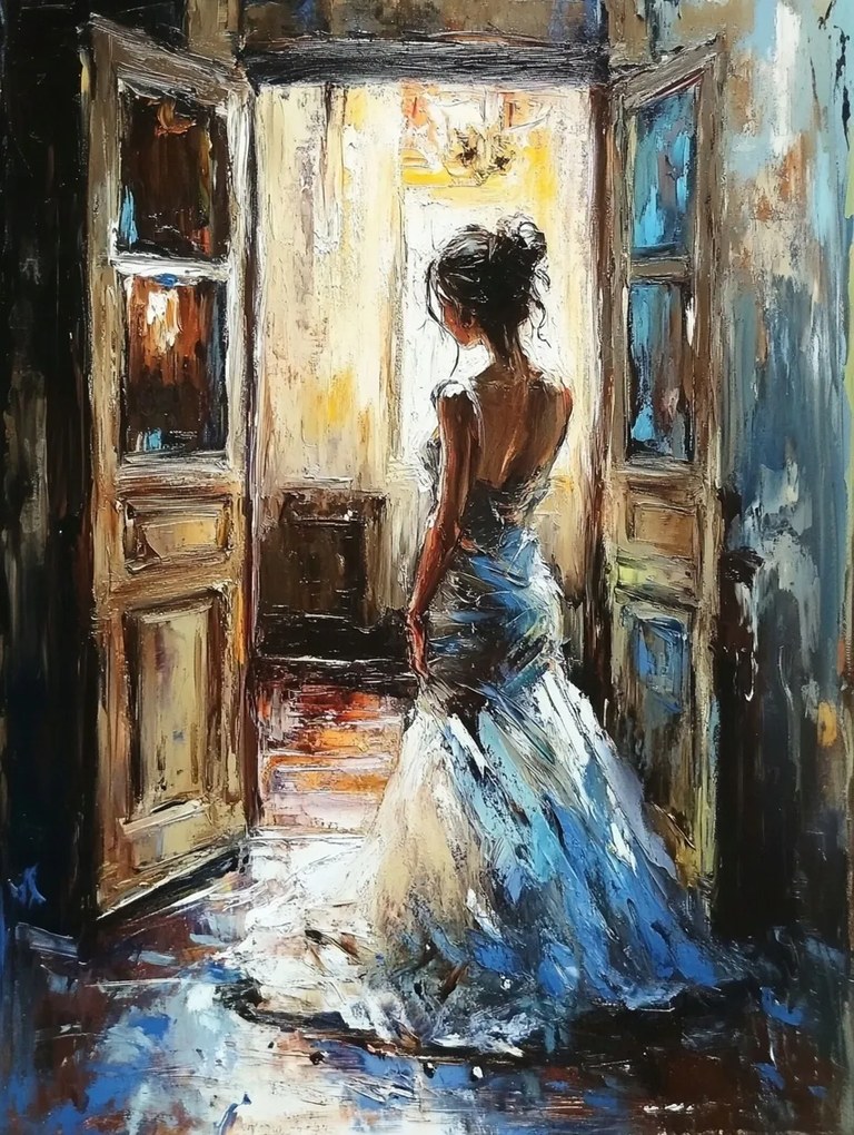 Canvas Vászonkép Nő Figura Bál Ajtó Magány Reflexió 60x80