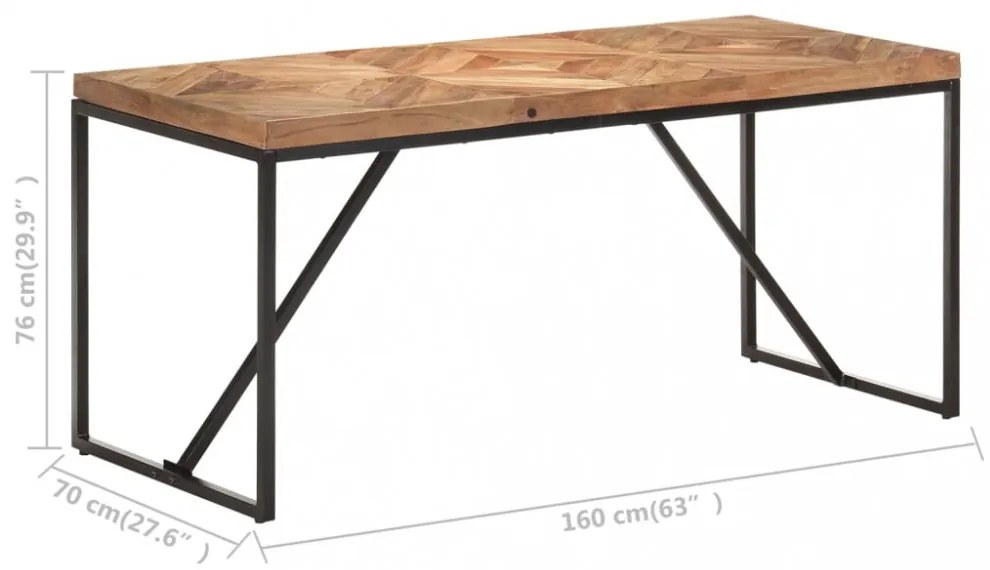 tömör akác és mangófa étkezőasztal 160 x 70 x 76 cm