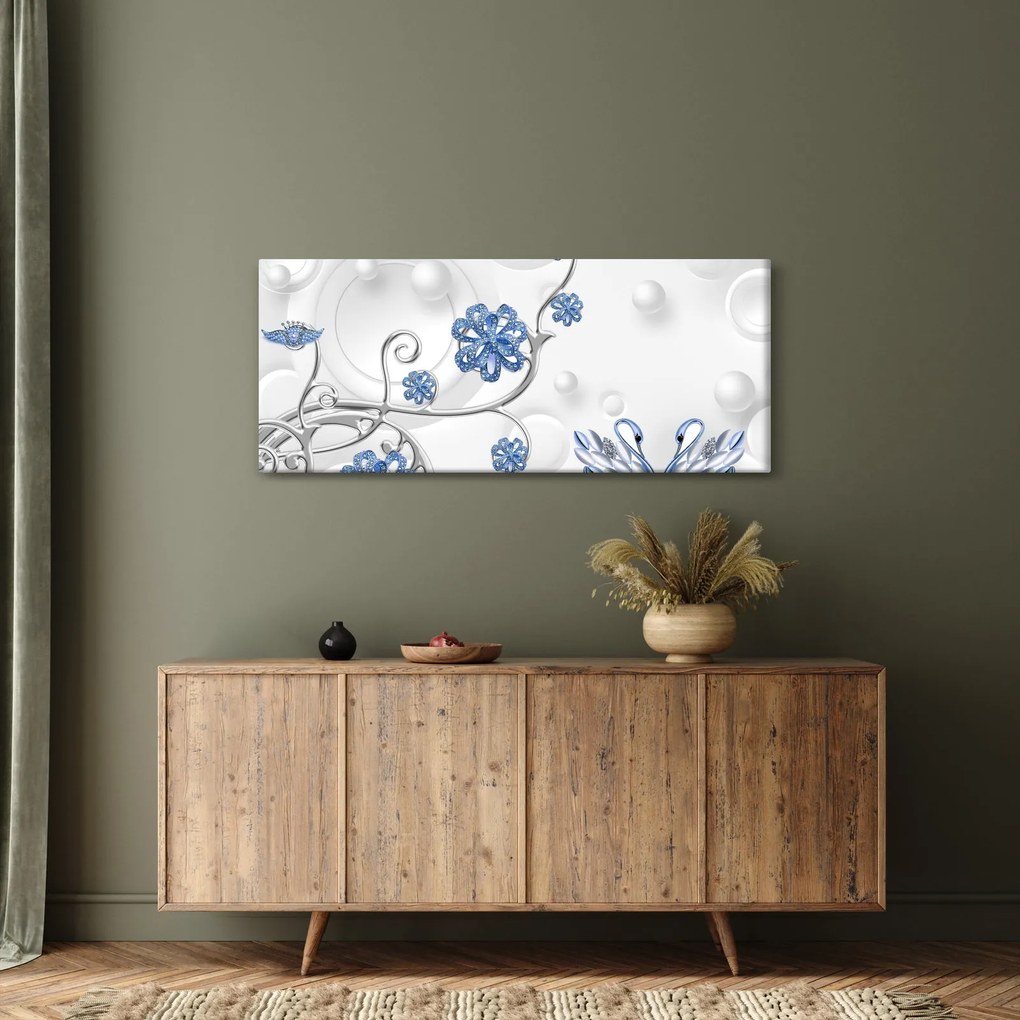 Kép - kék hattyúk (120x50 cm)