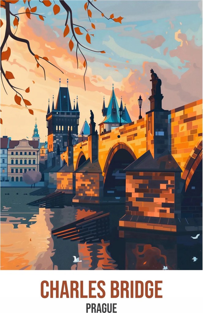 Poszter 75x100cm Károly híd, Prága