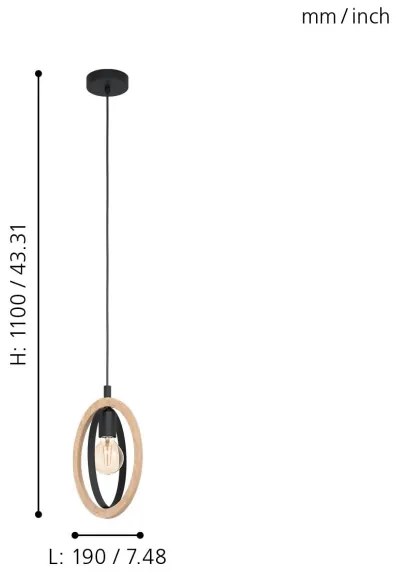 Eglo 43461 - Csillár zsinóron BASILDON 1xE27/40W/230V
