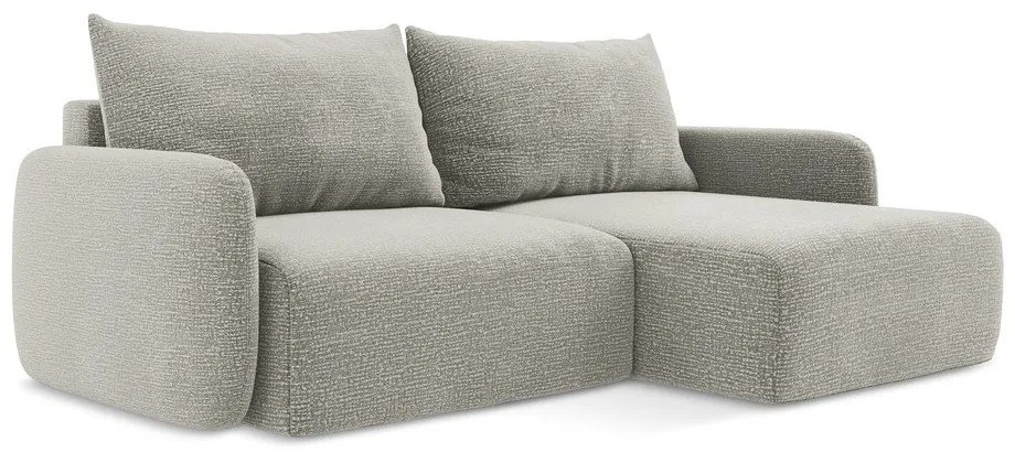 Világosszürke kinyitható-tárolóhelyes sarokkanapé (jobb oldali) Kalena – Makamii