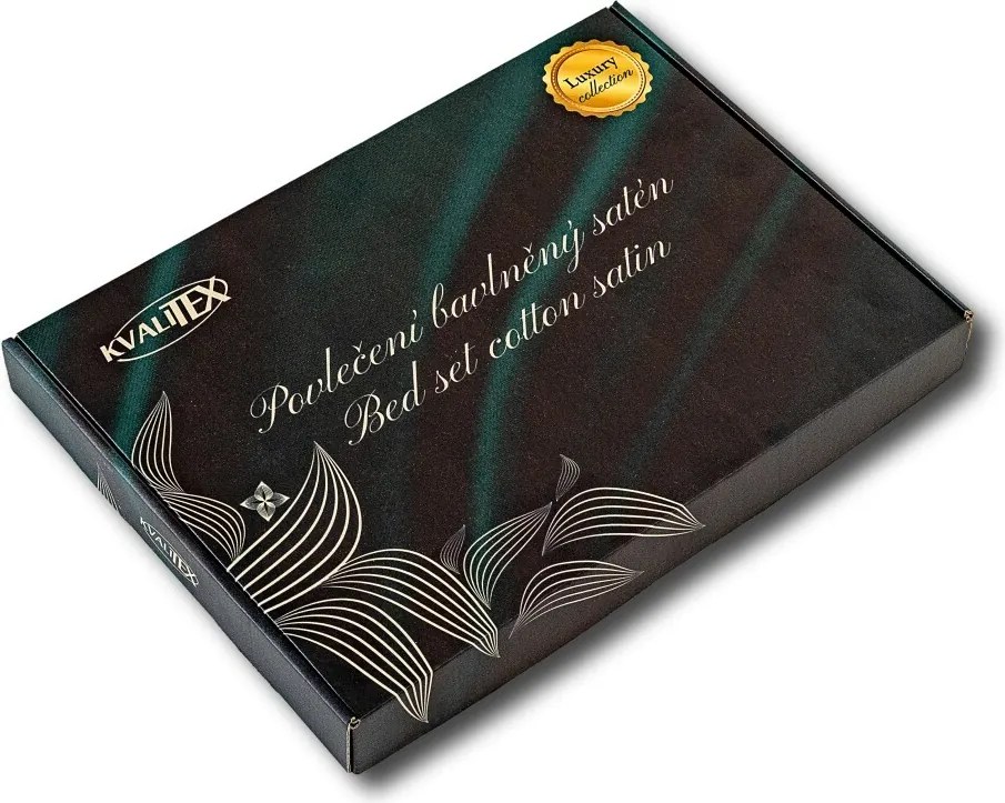 Kvalitex Luxury Collection szatén ágyneműhuzat páfrány barna, 140 x 200 cm, 70 x 90 cm