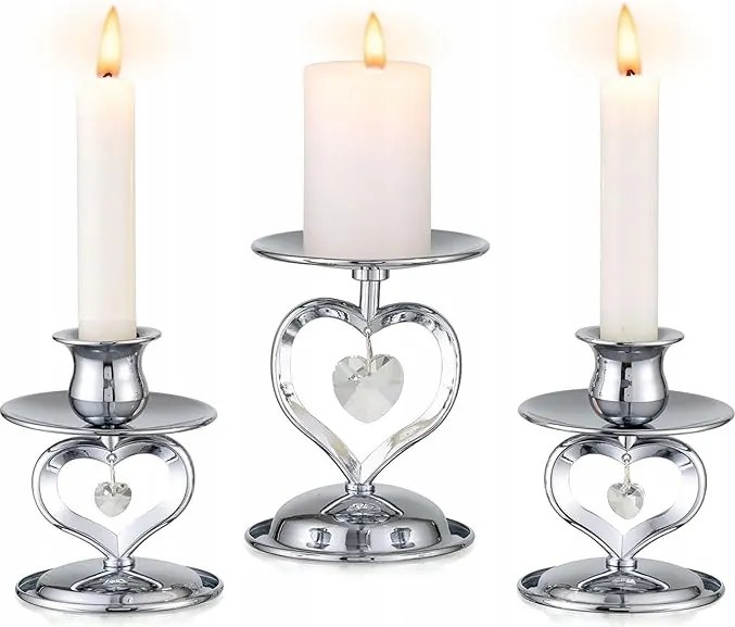 Dekoratív fém gyertyatartó szív alakú partikra 3 db-os szett