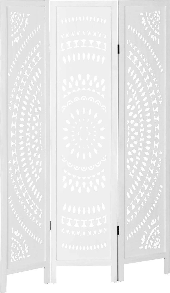 HOMCOM 3-paneles Beltéri Hálószoba Elválasztó, Hajtható Faragott Fa Elválasztó Otthonra és Irodára, 120x170cm, Fehér | Aosom