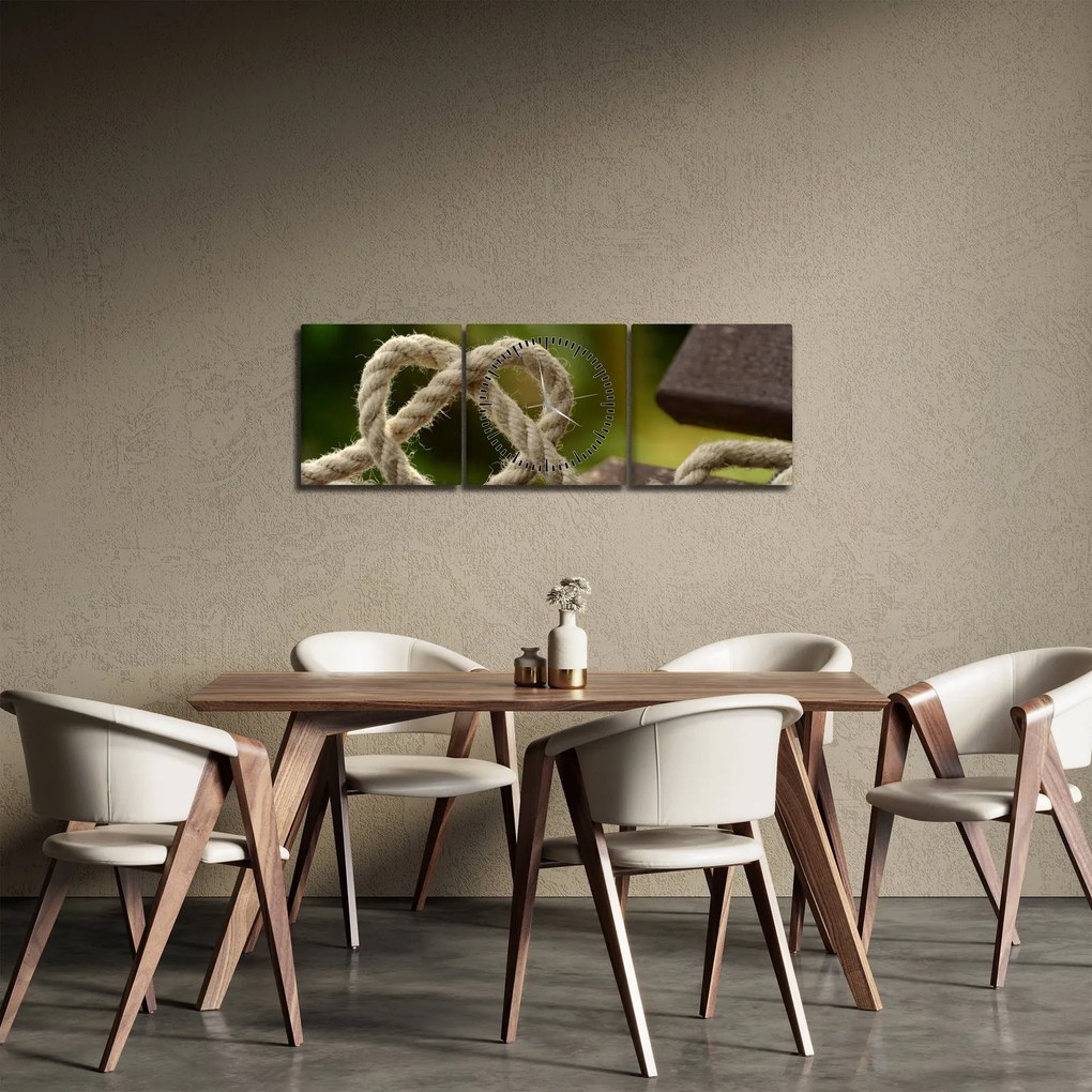 Szív kötélből képe (órával) (90x30 cm)