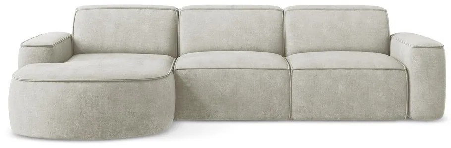 Krémszínű zsenília sarokkanapé (bal oldali-heverő résszel) Omao – Makamii