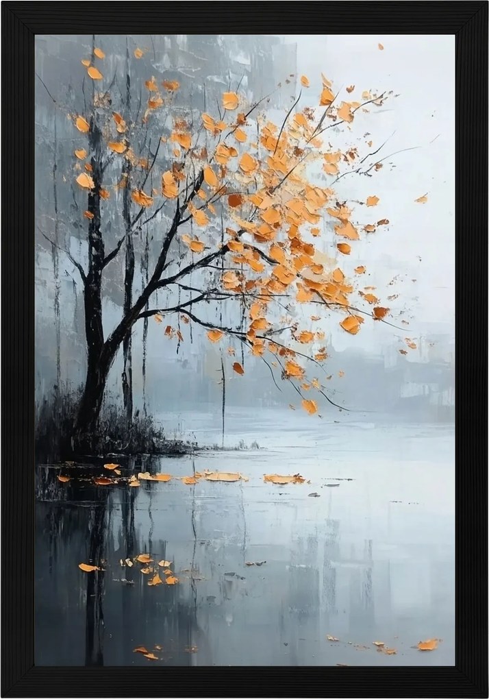 Poszter Keret Fa Tájkép Természet Impresszió Ősz Fa Eső 40x60