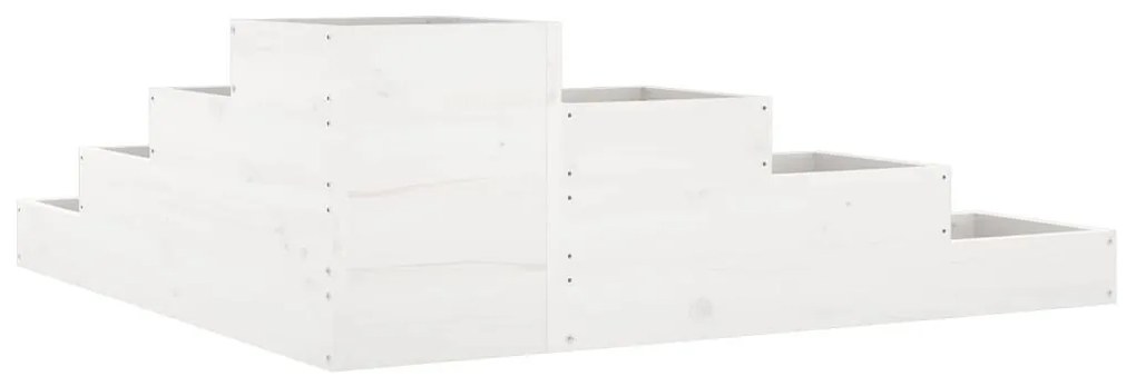 fehér 4 szintes tömör fenyőfa kerti virágtartó 106x104,5x36 cm