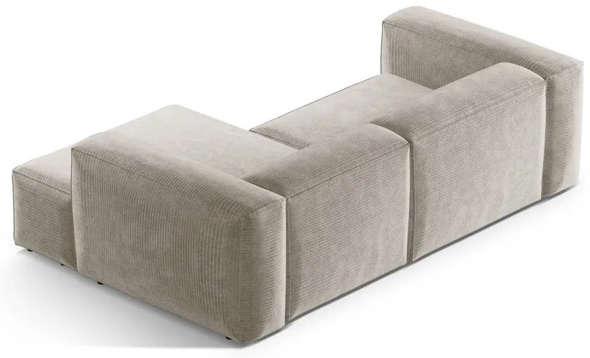 Bézs kordbársony sarokkanapé (jobb oldali-heverő résszel) Bergamo – Cosmopolitan Design