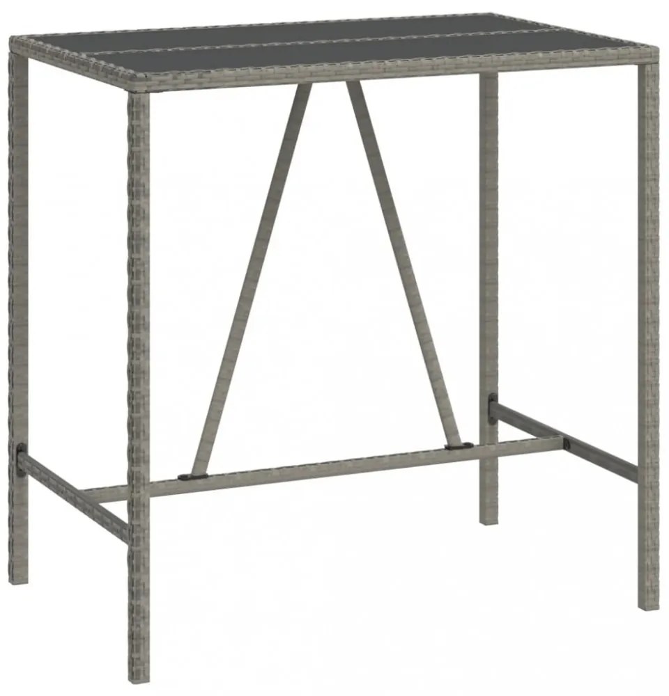 szürke polyrattan üveglapos bárasztal 110 x 70 x 110 cm