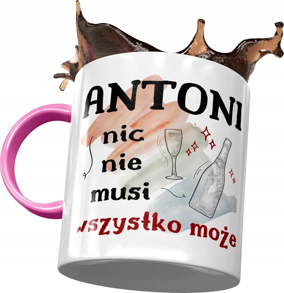 Rózsaszín bögre Antal kollégának Ajándék fényképes nyomtatással