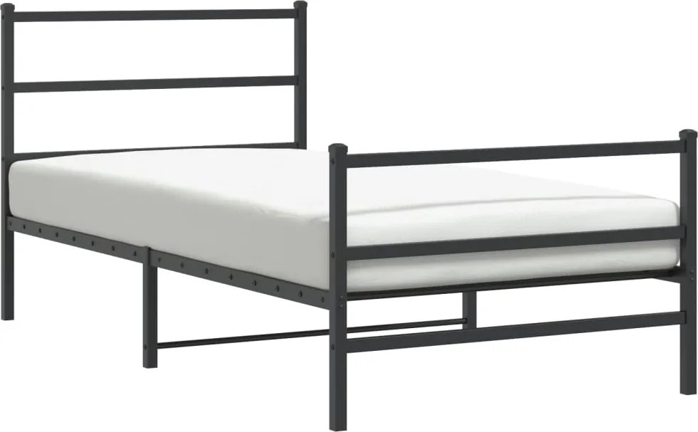 vidaXL fekete fém ágykeret fej- és lábtámlával 100 x 200 cm