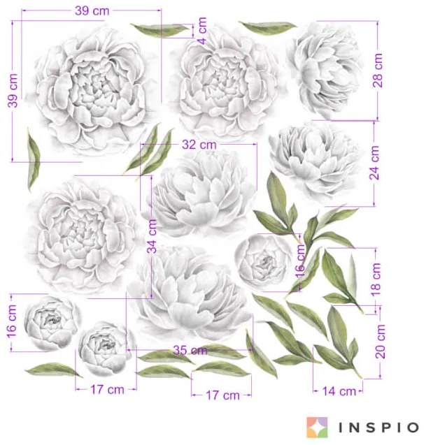 INSPIO Falmatrica - Öntapadós fehér bazsarózsák