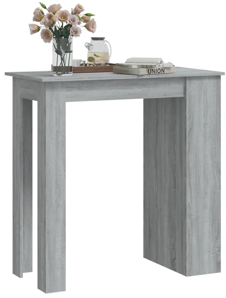 Szürke sonoma színű bárasztal tárolópolccal 102 x 50 x 103,5 cm