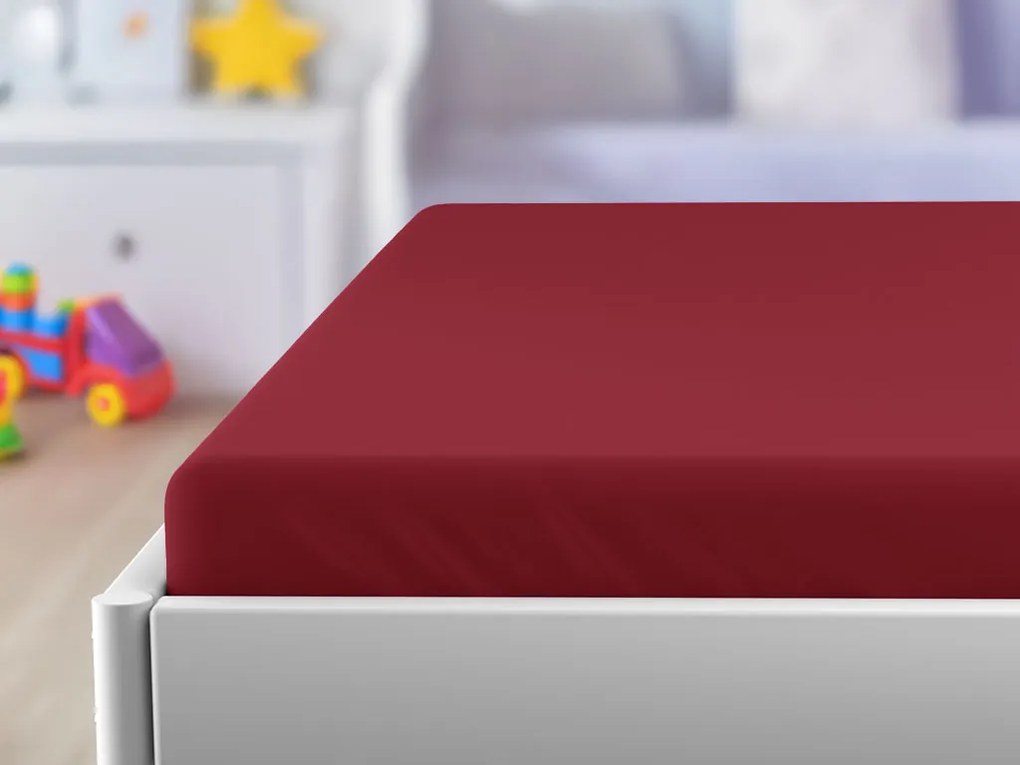 Jersey gyerek lepedő kiságyba vörös 70x140 cm