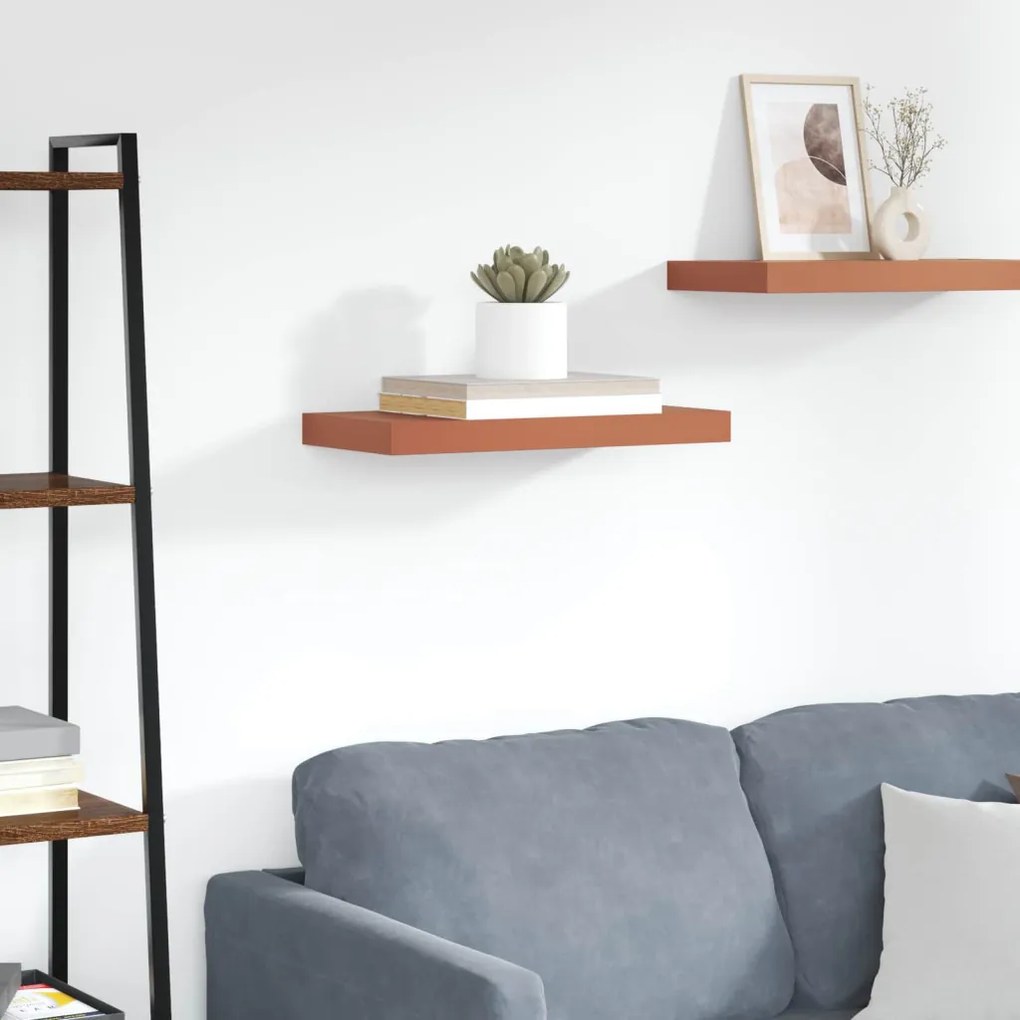 Falpolc Falra szerelhető tárolóval Piros 50 x 23 x 4 cm Faanyag