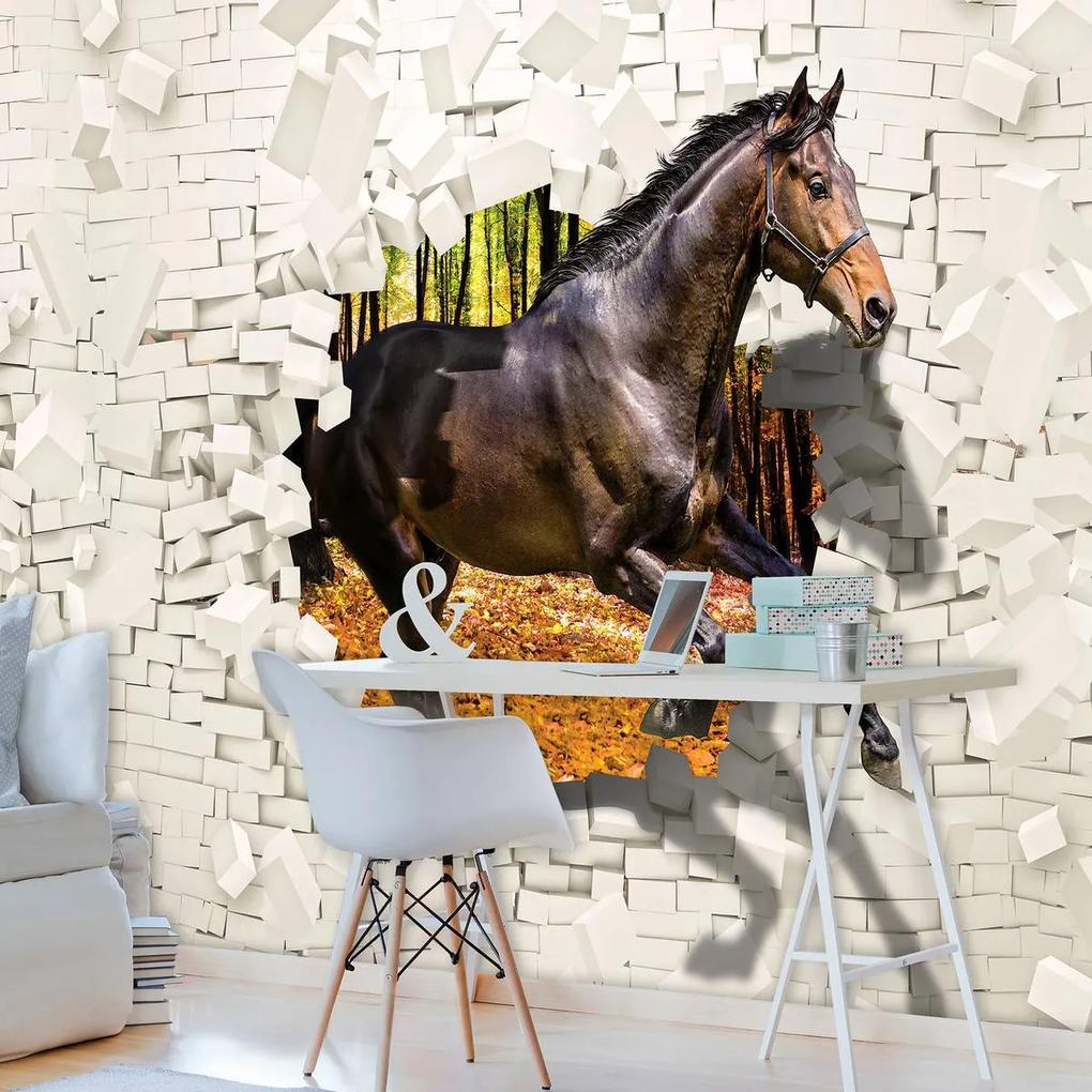 Fotótapéta - A ló kiugrott a falból - 3D (152,5x104 cm)