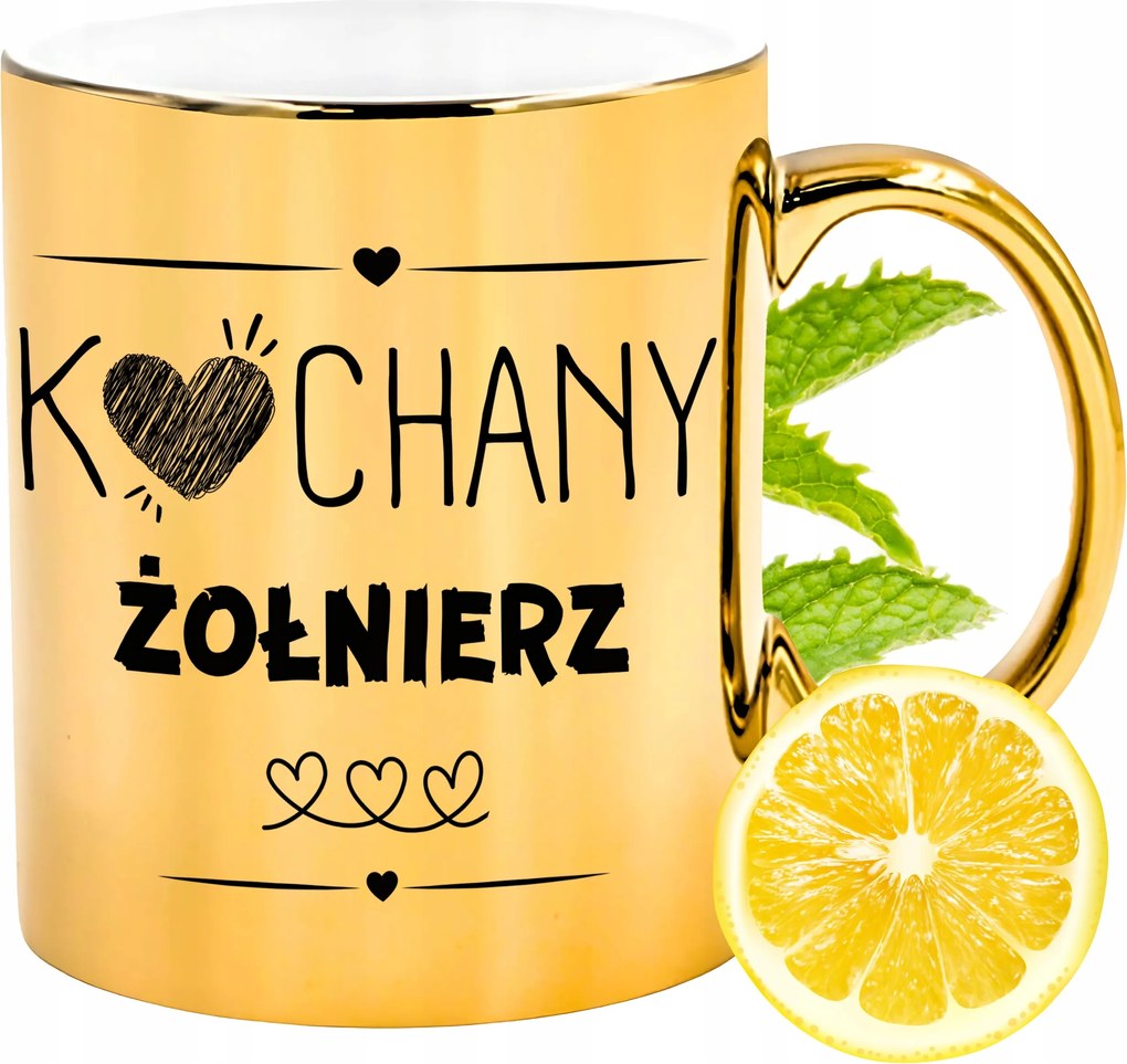 Prémium Arany Csillogó Bögre Katona Ajándék Nyomtatott Fotóval