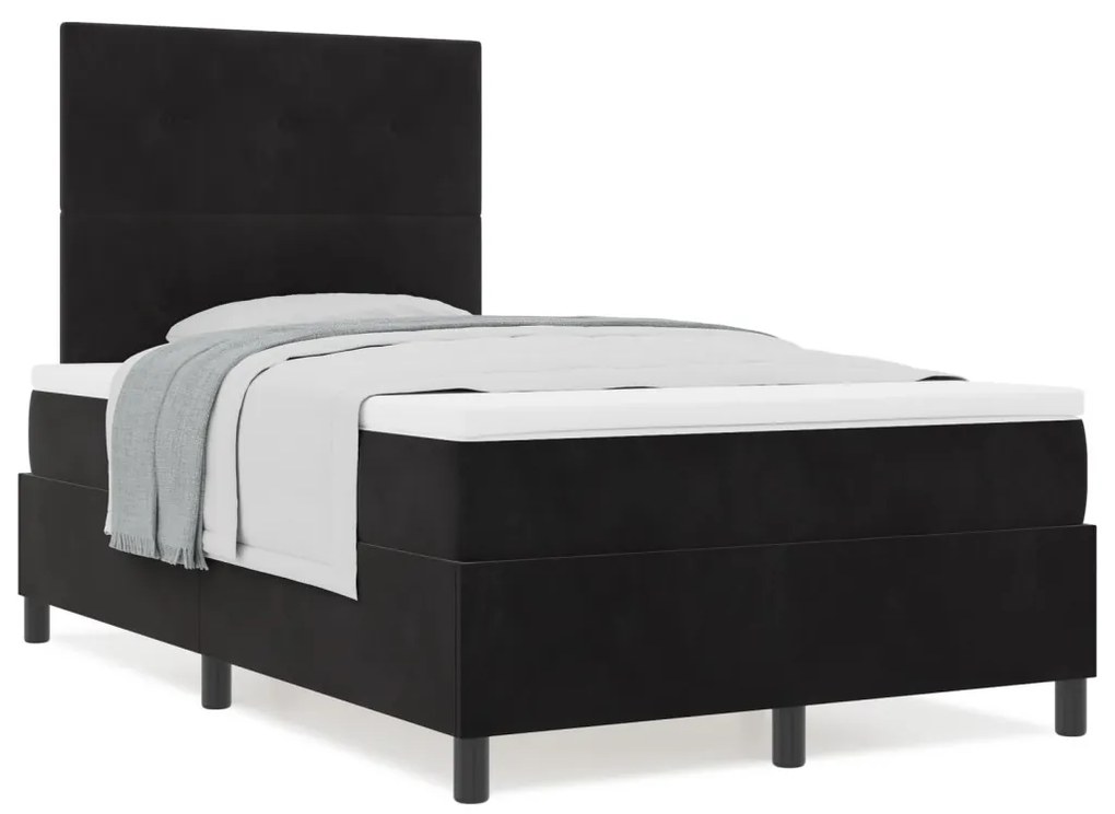 Boxspring Ágy Matraccal Fekete 120x200 cm Bársonyos