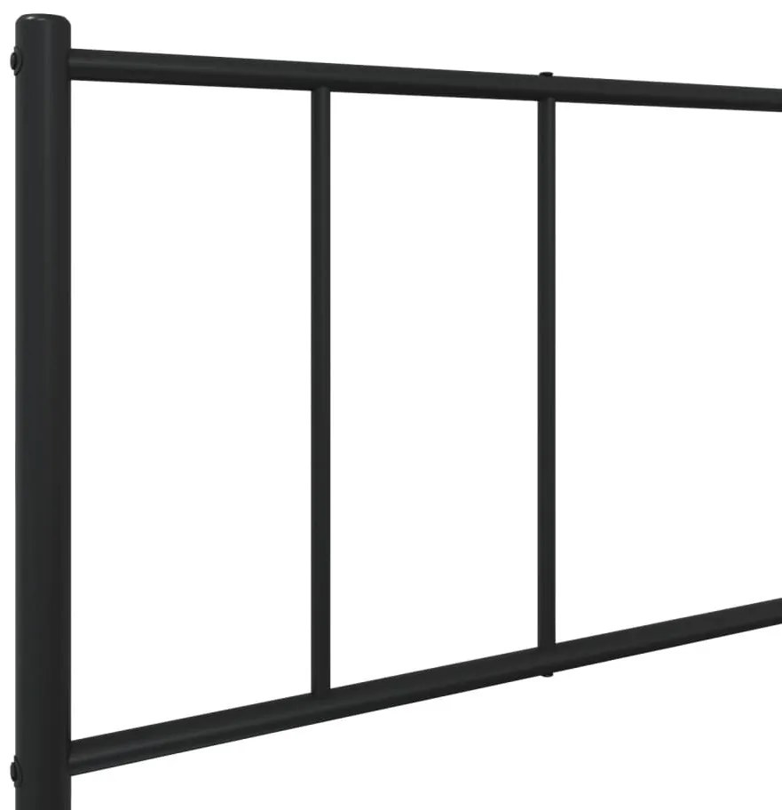 fekete fém ágykeret fej- és lábtámlával 80 x 200 cm