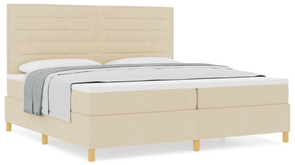 Box Spring Ágy Matrac Krém 200x200 cm Szövet