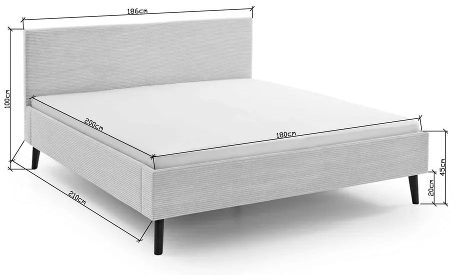 Bézs kárpitozott franciaágy ágyrács nélkül 180x200 cm Avola – Meise Möbel