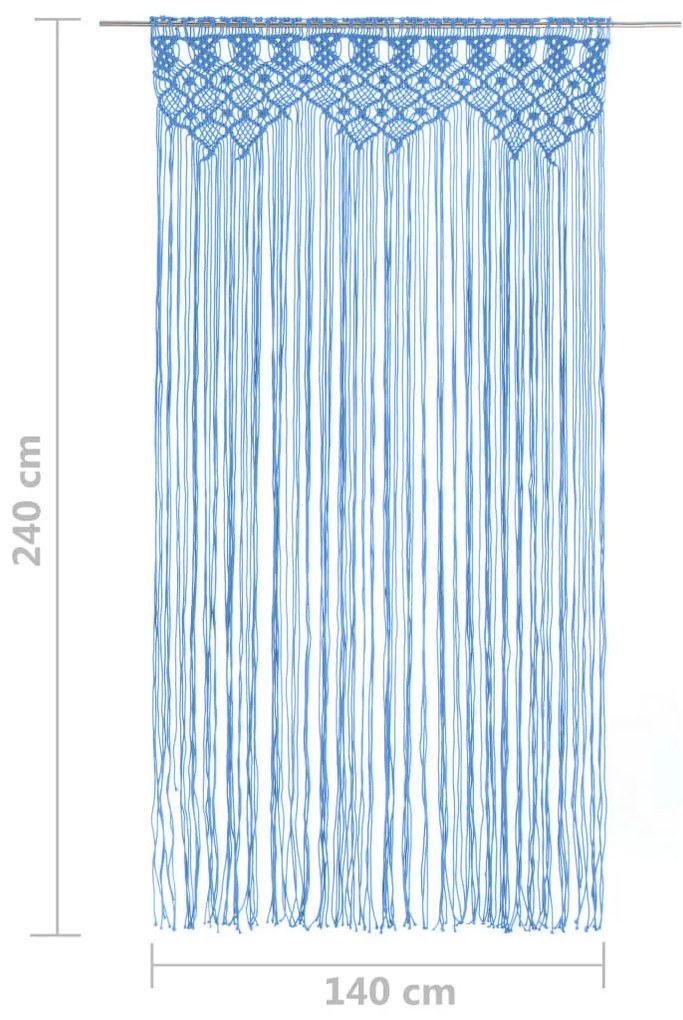 kék makramé pamutfüggöny 140 x 240 cm