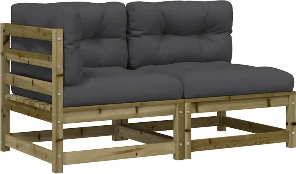 vidaXL 2 személyes impregnált fenyőfa kerti kanapé párnával