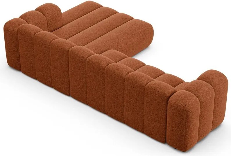 Téglavörös zsenília sarokkanapé (jobb oldali-heverő résszel) Lupine – Micadoni