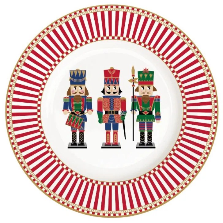 Diótörő karácsonyi porcelán desszertes tányér, 19 cm - Nutcrackers