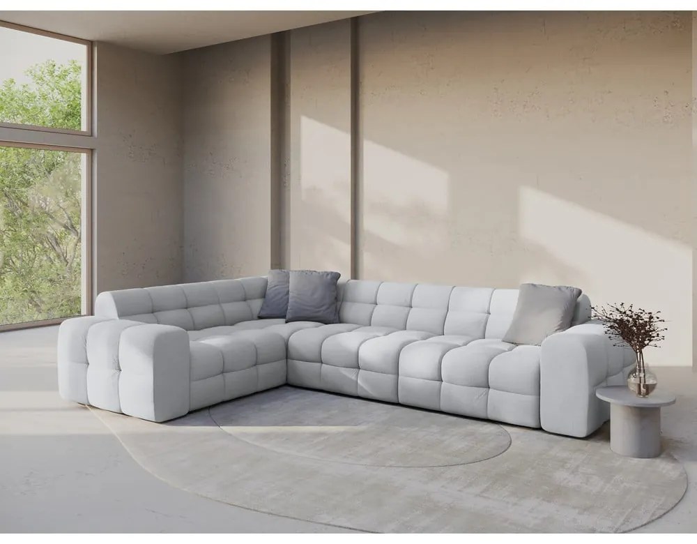 Világosszürke sarokkanapé (bal oldali-L alakú) Kendal – Micadoni